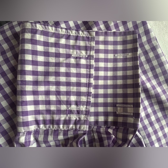Charles Tyrwhitt Gingham Button Down Shirt Non Iron Purple Check 16.5 36 - Picture 5 of 8